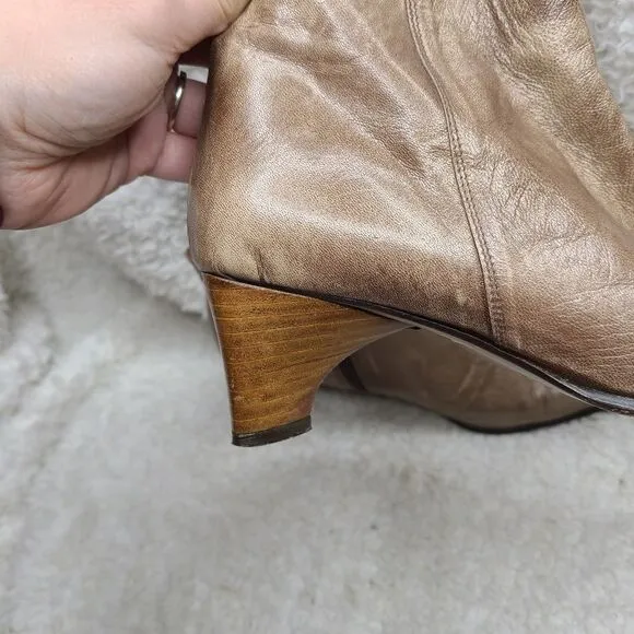 Navid O Nadia Vintage Tan Leather‎ Pointed Toe Ankle Boots sz 39