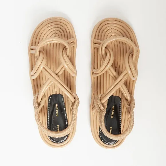 New $595 Proenza Schouler Cable Sandals Khaki Size 39 EU / 9 US New In Box
