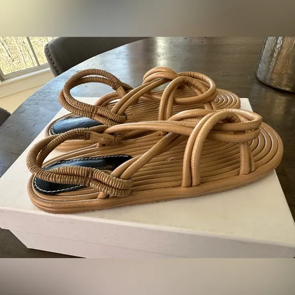 New $595 Proenza Schouler Cable Sandals Khaki Size 39 EU / 9 US New In Box