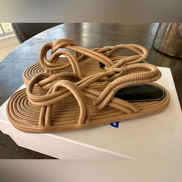 New $595 Proenza Schouler Cable Sandals Khaki Size 39 EU / 9 US New In Box