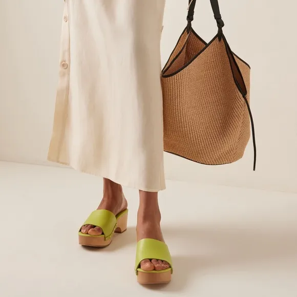 NEW | AEYDE  Bobbie Leather Clog Sandals | Apple Green