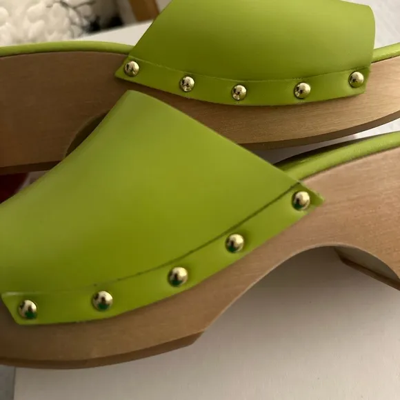 NEW | AEYDE  Bobbie Leather Clog Sandals | Apple Green