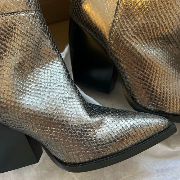 new ALLSAINTS Reina Snake Boot in Gunmetal Grey size 6