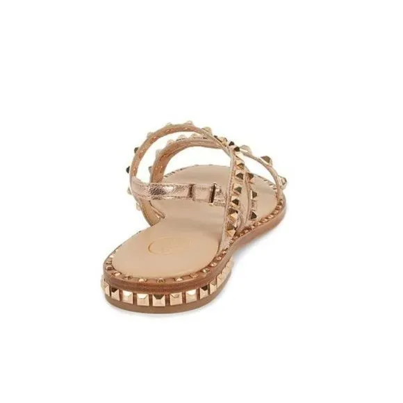NEW ASH Studded Leather Strappy Sandals in Ligth Gold  Size EU 36 / US 6