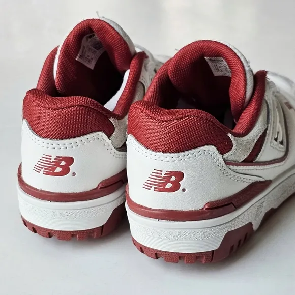 New Balance Kids 550 Lace-up Leather White Red Boys Sneakers Size 12