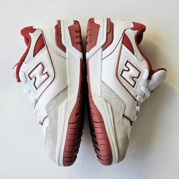 New Balance Kids 550 Lace-up Leather White Red Boys Sneakers Size 12