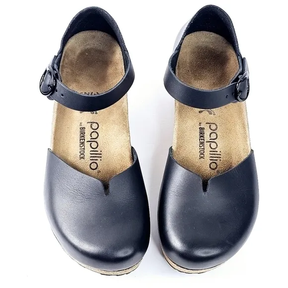 New! Birkenstock Papillio Mary Leather Platform Wedge Ankle Strap Sandals EU 39