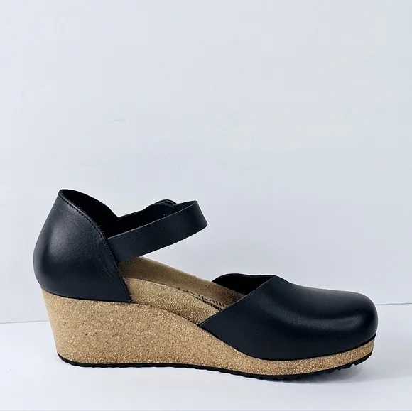 New! Birkenstock Papillio Mary Leather Platform Wedge Ankle Strap Sandals EU 39