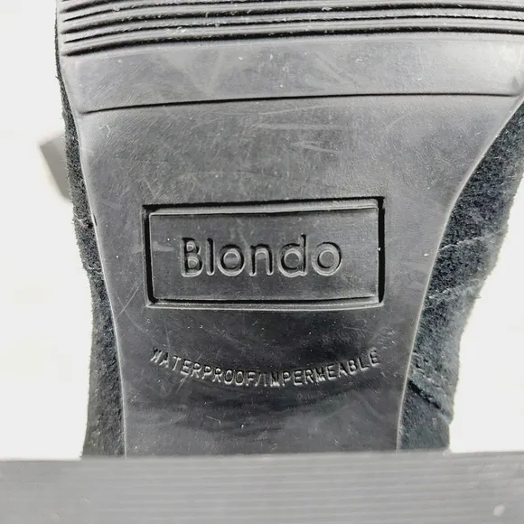 New Blondo Salome Black Suede Waterproof Block Heel Ankle Boots i90