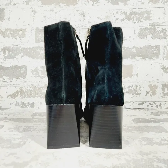 New Blondo Salome Black Suede Waterproof Block Heel Ankle Boots i90