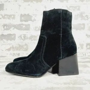 New Blondo Salome Black Suede Waterproof Block Heel Ankle Boots i90