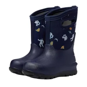 NEW BOGS boy's neoclassic space pizza rain boots in navy