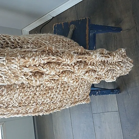 NEW CHICWICH HAND KNIT CHUNKY TAN/ CREAM OVERSIZED CARDIGAN WOMANS XL
