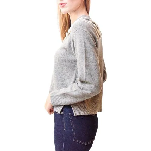 NEW CINQ A SEPT lilliana pullover sweater in grey