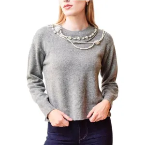 NEW CINQ A SEPT lilliana pullover sweater in grey