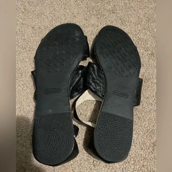 New COACH Black Leather sandals size 8.5 new
