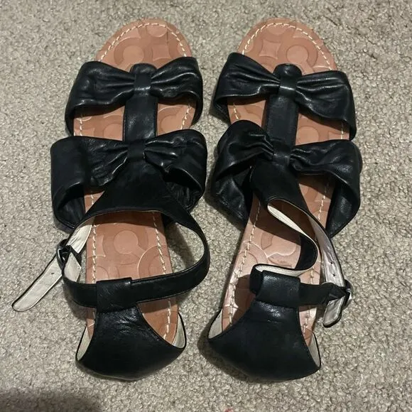 New COACH Black Leather sandals size 8.5 new