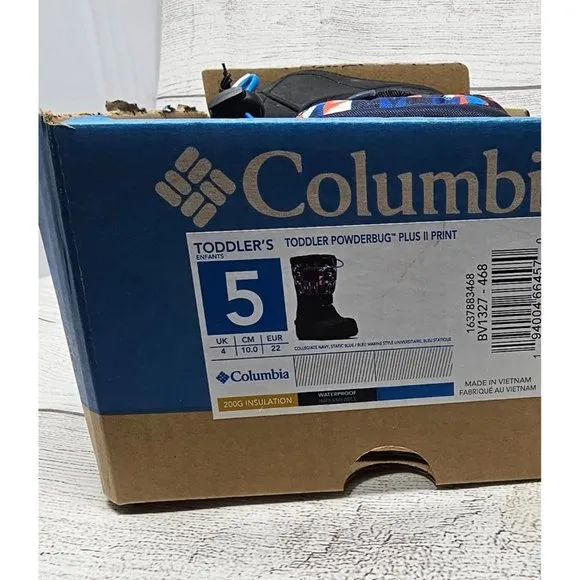 NEW!! Columbia Powderbug Plus‎ II Print Toddler Waterproof Winter Boots Size 5