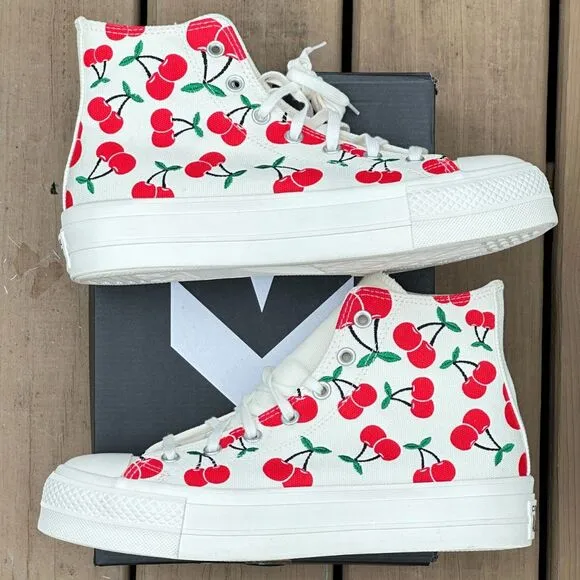 NEW Converse CTAS Canvas Cherry Platform High Casual Sneaker - Sizes 6, 7, 10
