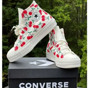 NEW Converse CTAS Canvas Cherry Platform High Casual Sneaker - Sizes 6, 7, 10