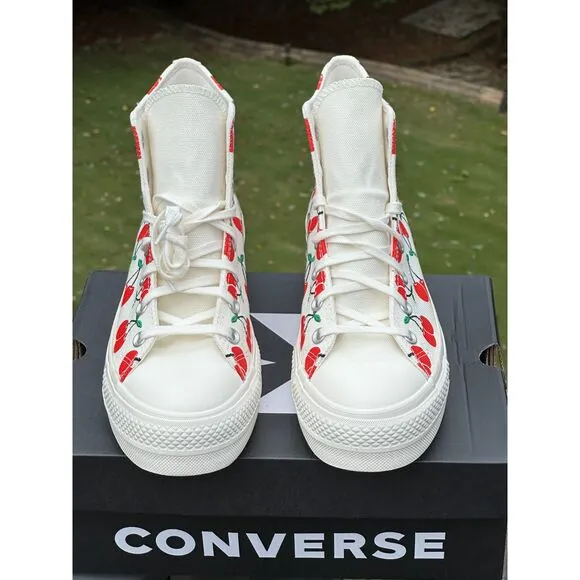 NEW Converse CTAS Canvas Cherry Platform High Casual Sneaker - Sizes 6, 7, 10