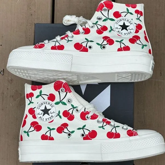 NEW Converse CTAS Canvas Cherry Platform High Casual Sneaker - Sizes 6, 7, 10