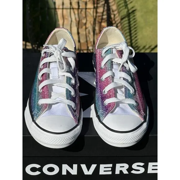 NEW Converse Girls Chuck Taylor All Star Glitter Ox Casual Sneaker - Youth 2Y