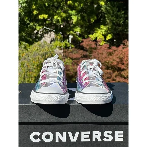 NEW Converse Girls Chuck Taylor All Star Glitter Ox Casual Sneaker - Youth 2Y