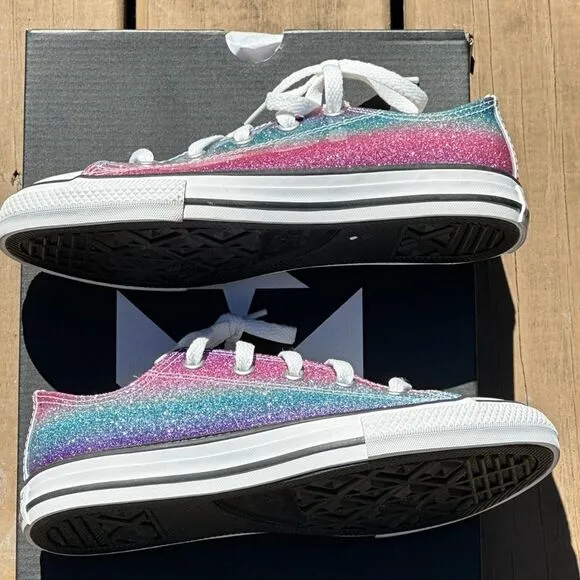 NEW Converse Girls Chuck Taylor All Star Glitter Ox Casual Sneaker - Youth 2Y