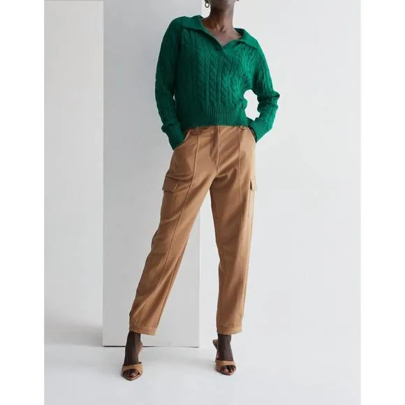 NEW CRESCENT vivian pretzel knit top sweater in green