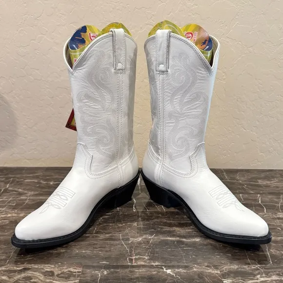 NEW Durango White Leather Cowboy Boots