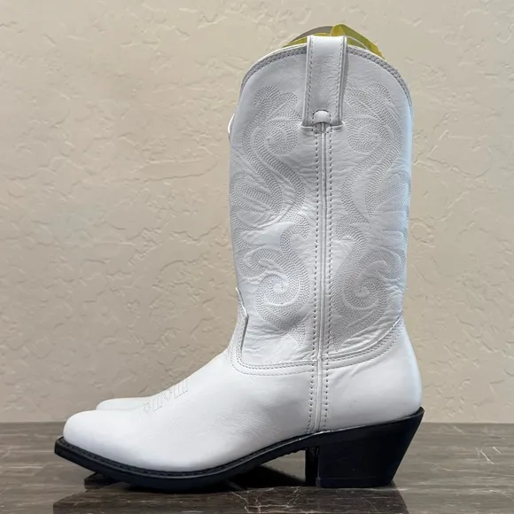NEW Durango White Leather Cowboy Boots