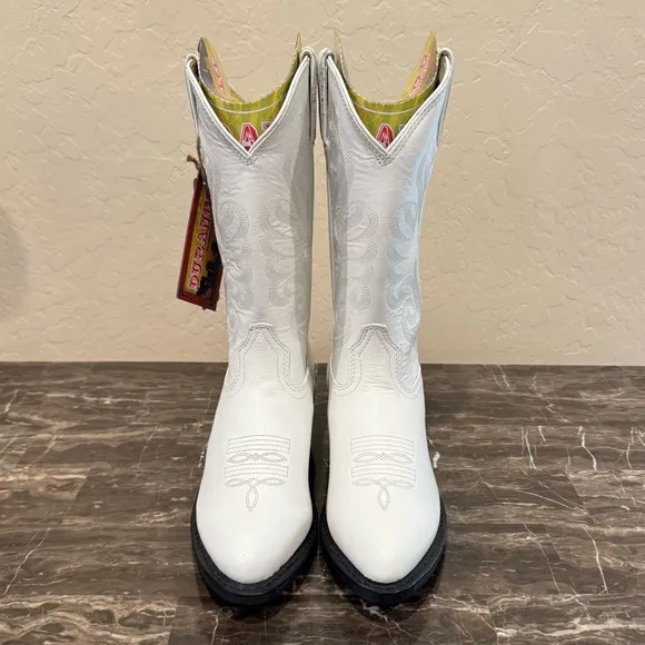 NEW Durango White Leather Cowboy Boots