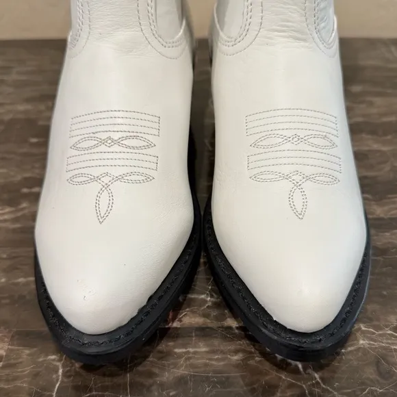 NEW Durango White Leather Cowboy Boots