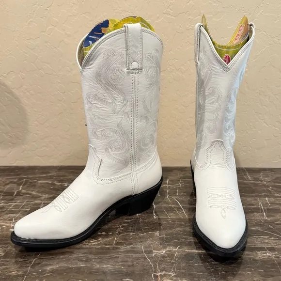 NEW Durango White Leather Cowboy Boots