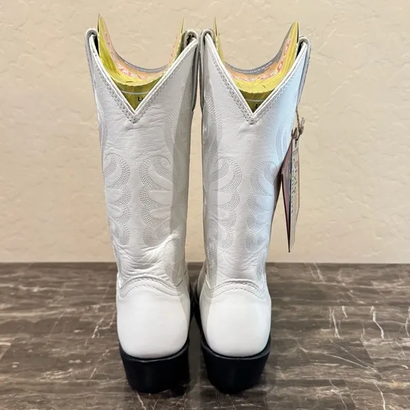 NEW Durango White Leather Cowboy Boots