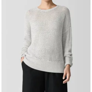 NEW EILEEN FISHER merino crew neck top in sea salt
