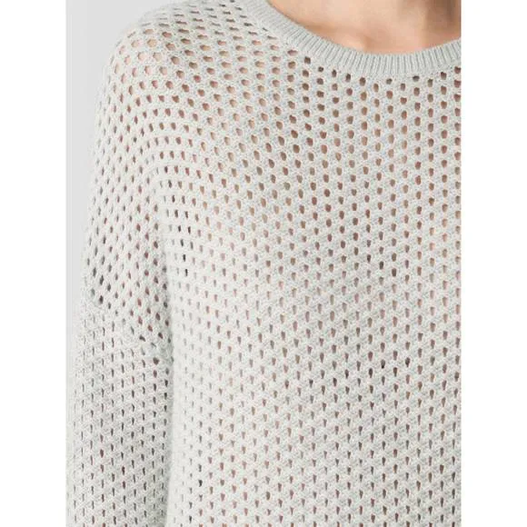 NEW EILEEN FISHER merino crew neck top in sea salt