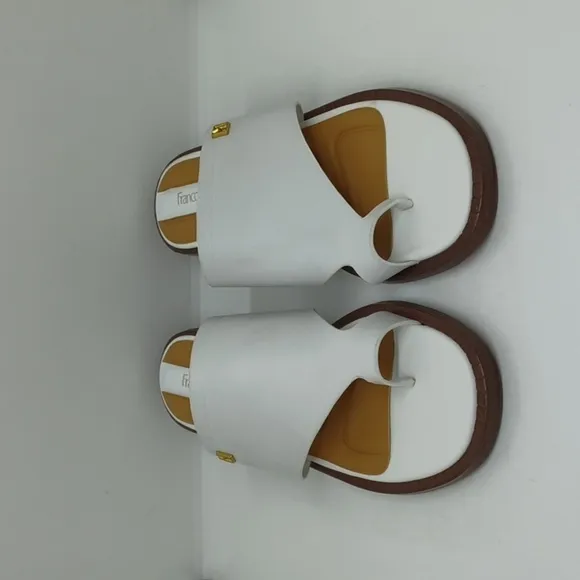 New Franco Sarto Women's Leather Slide Sandals Natural Beige Sz 7M