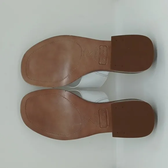 New Franco Sarto Women's Leather Slide Sandals Natural Beige Sz 7M