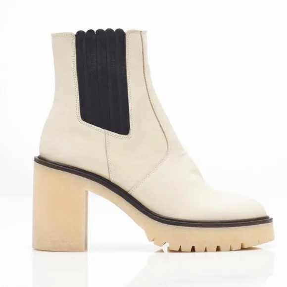 NEW FREE PEOPLE James Leather Chelsea Chunky 90s Y2K Gum Sole Boots EU 37.5