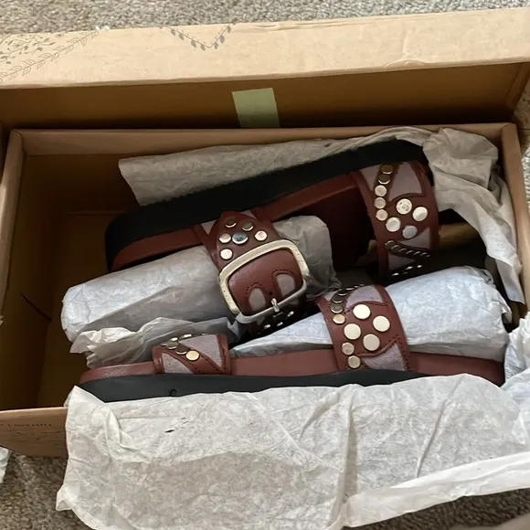NEW Free People Studded Leather and Suede Sandals
