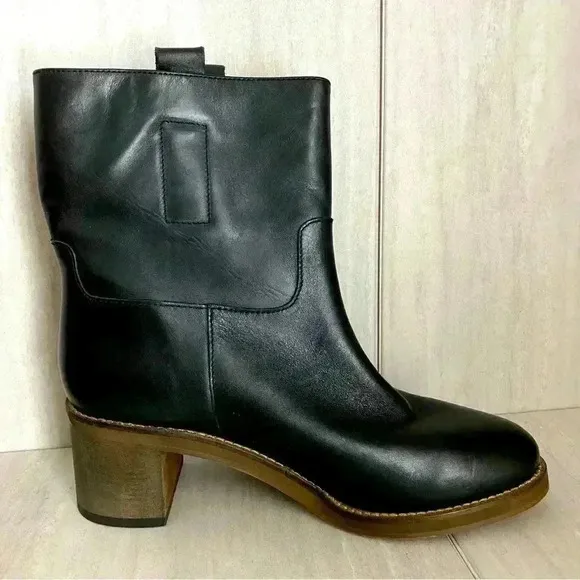 NEW Free People Tabby Black Leather Ankle Boot Women’s EU 39 US 9
