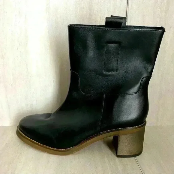 NEW Free People Tabby Black Leather Ankle Boot Women’s EU 39 US 9
