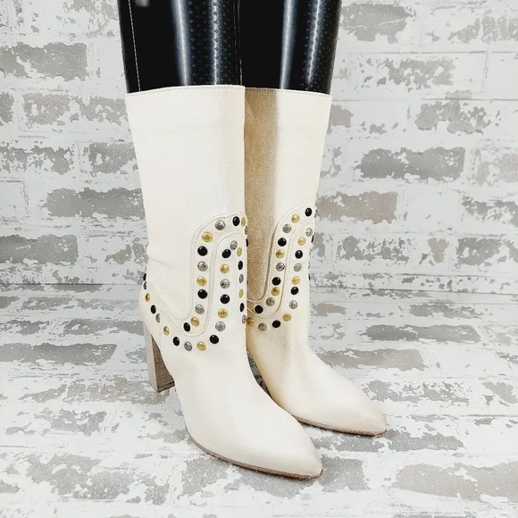 New Free People Women's Dakota - Pointed Toe Heel Studded Western Boots A324