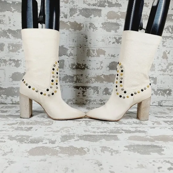 New Free People Women's Dakota - Pointed Toe Heel Studded Western Boots A324