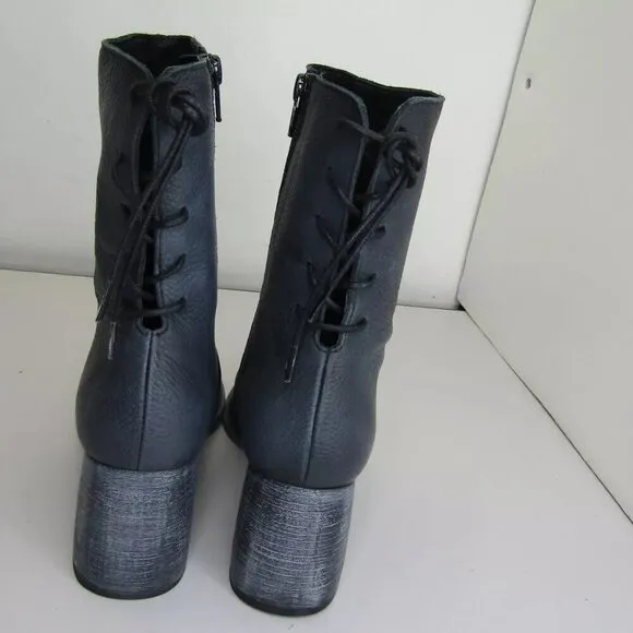 NEW FREE PEOPLE Womens Livia Boots Pointed Toe Side Zip Backlace  Black Size 7