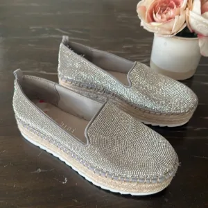 NEW Gianni Bini Kayden Platform Rhinestone Espadrille loafers women size 6