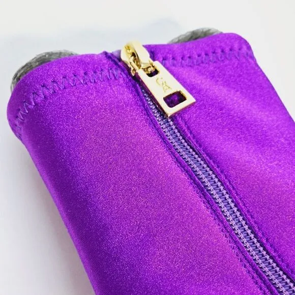 New! Good American Pointed Ankle Sock Shine Neoprene Purple Stiletto Boots