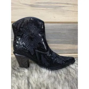 NEW HELEN'S HEART embroidered sequins boots in black